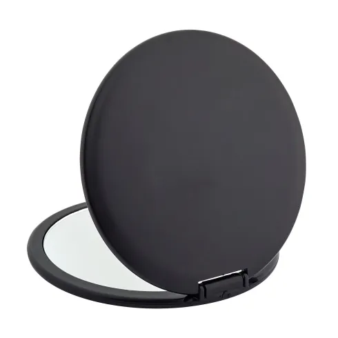 Miroir de voyage rond noir mat, grossissement X7, diamètre 8.5 cm