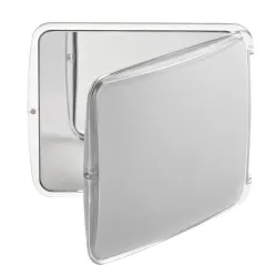 Miroir de voyage, carré gris métal, grossissement  X 10, dimension  10X10