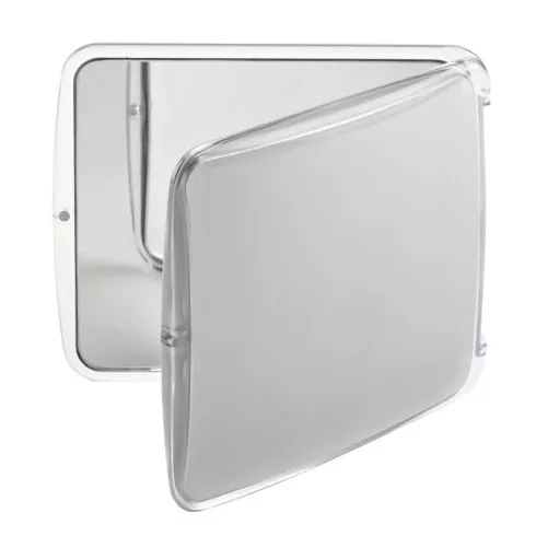 Miroir de voyage, carré gris métal, grossissement  X 10, dimension  10X10