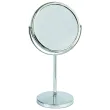 Miroir sur pied rond chromé, grossissement X 7, diamètre 17.5 cm