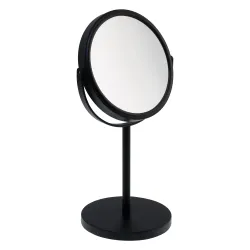 Miroir sur pied noir mat, grossissement X 7, diamètre 17,5 cm