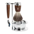 Ensemble de rasage Gillette Fusion MÜHLE RYTMO 4 pièces blaireau frêne étuvé pur poil noir, bol
