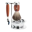 Ensemble de rasage Gillette Fusion MÜHLE VIVO 4 pièces blaireau bois de prunier pur poil noir, bol