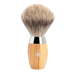 Ensemble de rasage sécurité 3 pièces Mühle KOSMO bois d'olivier blaireau Pur gris