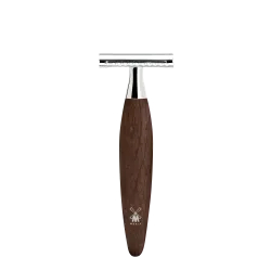 Ensemble de rasage sécurité 3 pièces Mühle KOSMO bois de Chêne fossilisé Pur gris