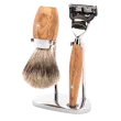 Ensemble de rasage Gillette Fusion 3 pièces Mühle KOSMO bois d'olivier blaireau Pur gris